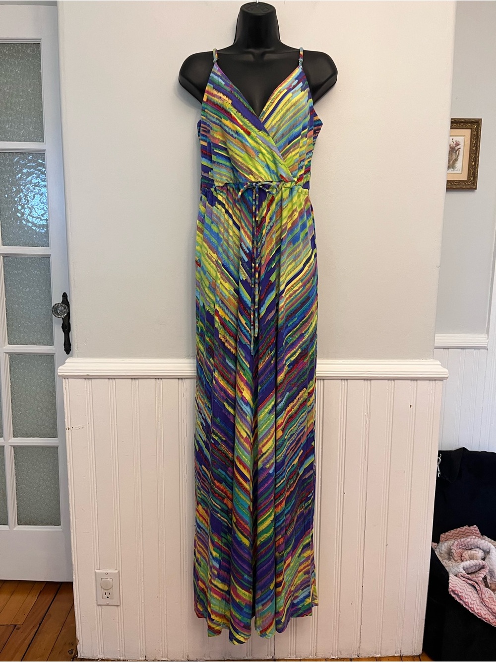 Calvin Klein Colourful Wrap Front Maxi Sundress, Size Large